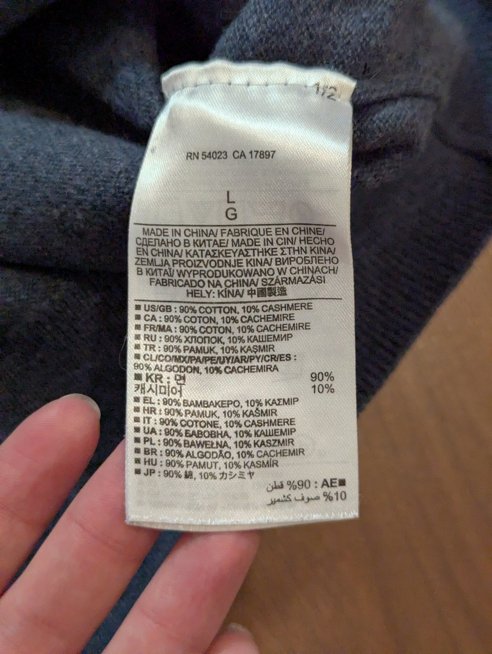 J.Crew Everyday Cotton/Cashmere V-Neck Sweater Blue/Grey Mens Large (Small Flaw) - Picture 3 of 11